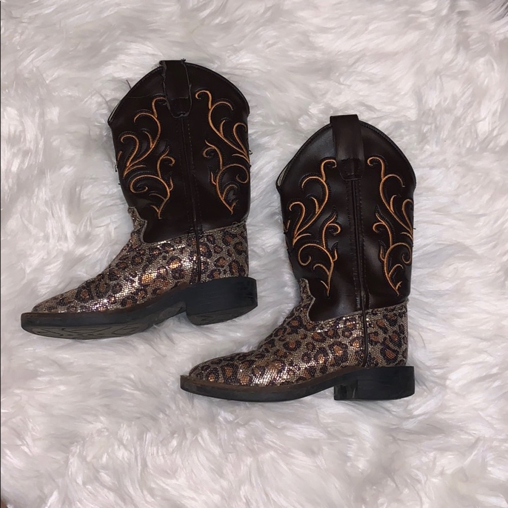 Girls Cheetah Cowgirl Boots